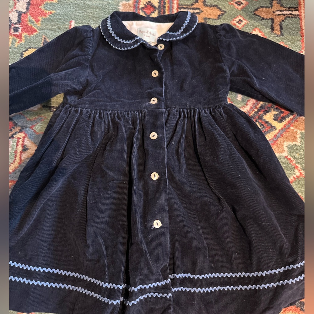Papo D’Anjo Navy Corduroy Button Down Dress